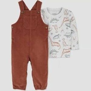 Brand New Carter's Just One You Baby Boys' Dino Top & Overalls Set, 3 Month.